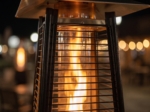 Close-up of the quartz glass flame tube and control knob