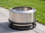Smokeless fire pit on its black ring stand